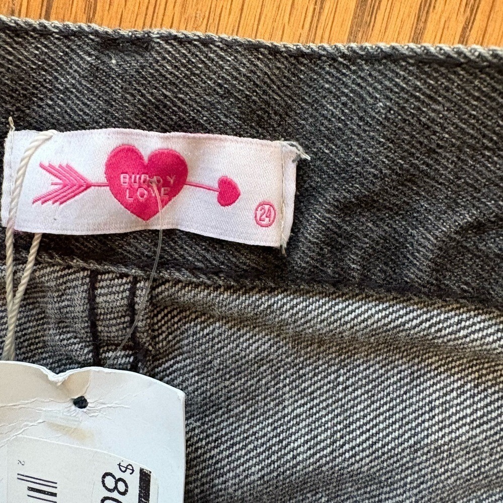 BuddyLove Black Star Denim Shorts Distressed High Waisted Cut Offs Size 24 NEW - Picture 3 of 5